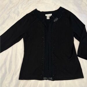 NWT Coldwater Creek Women’s Beaded Crochet Cardigan (Black/Black Beads, Medium)